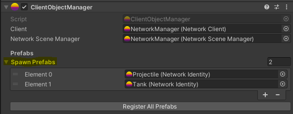 Registered Spawnable Prefabs